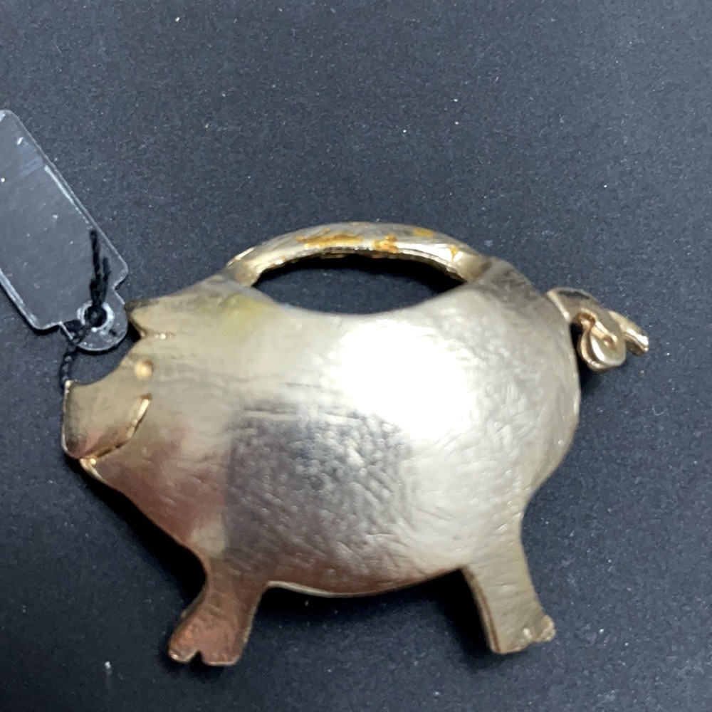 NWT stamped Ultra Craft  adorable gold pig brooch